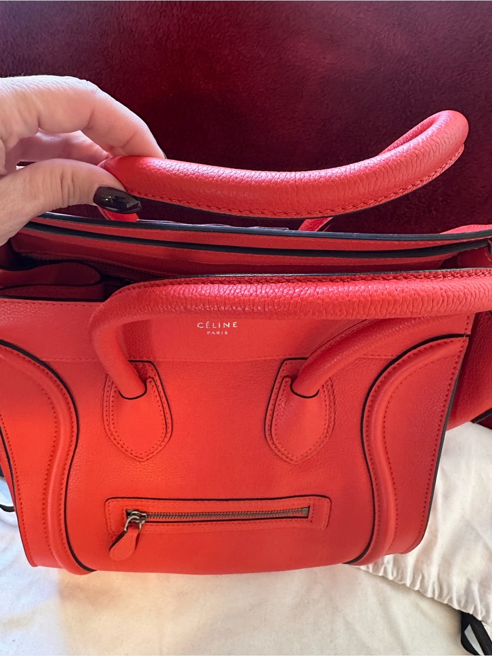 Celine Orange Leather Mini Carryall - Picture 6 of 9